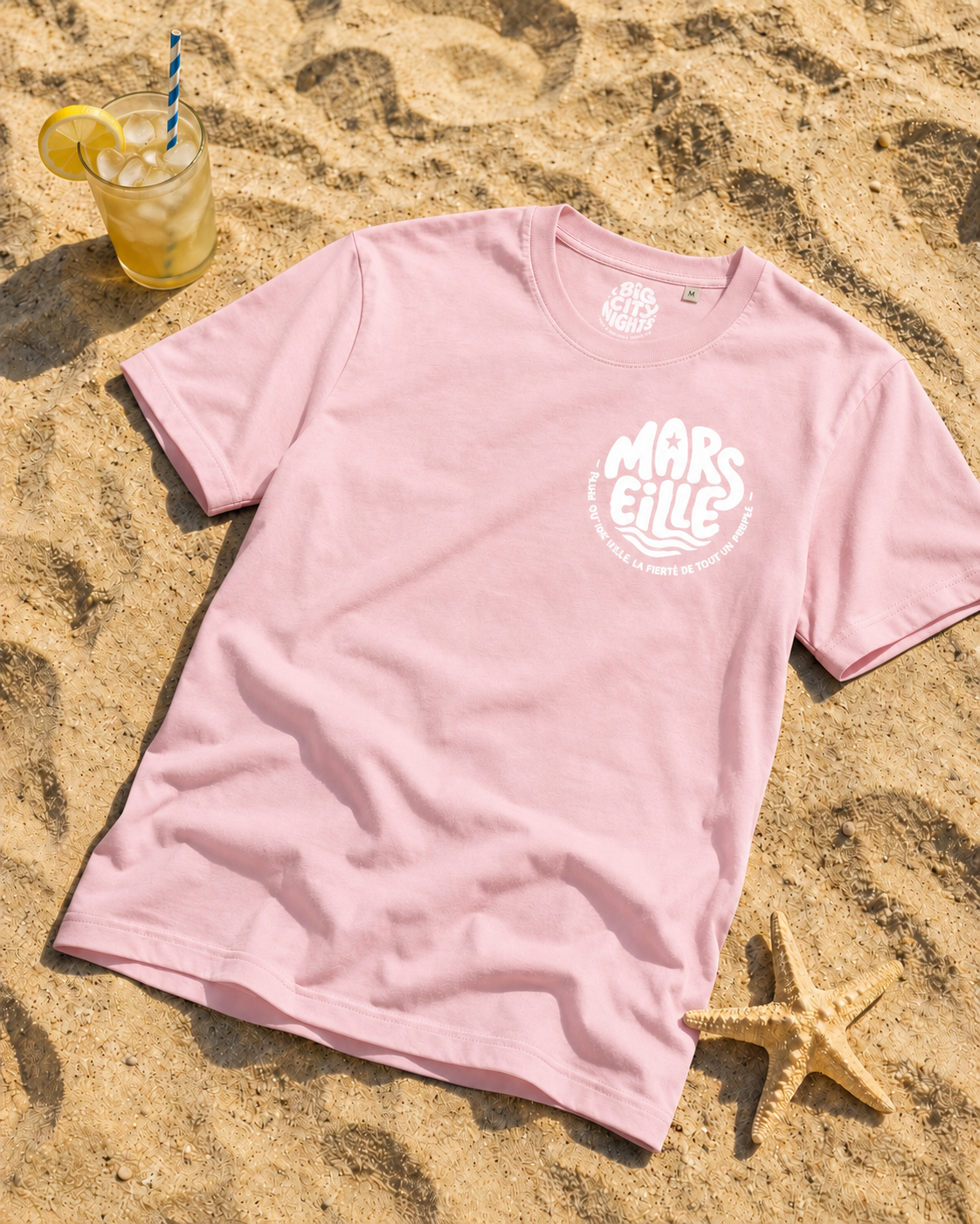 T-shirt « Summer » marseille rose et blanc