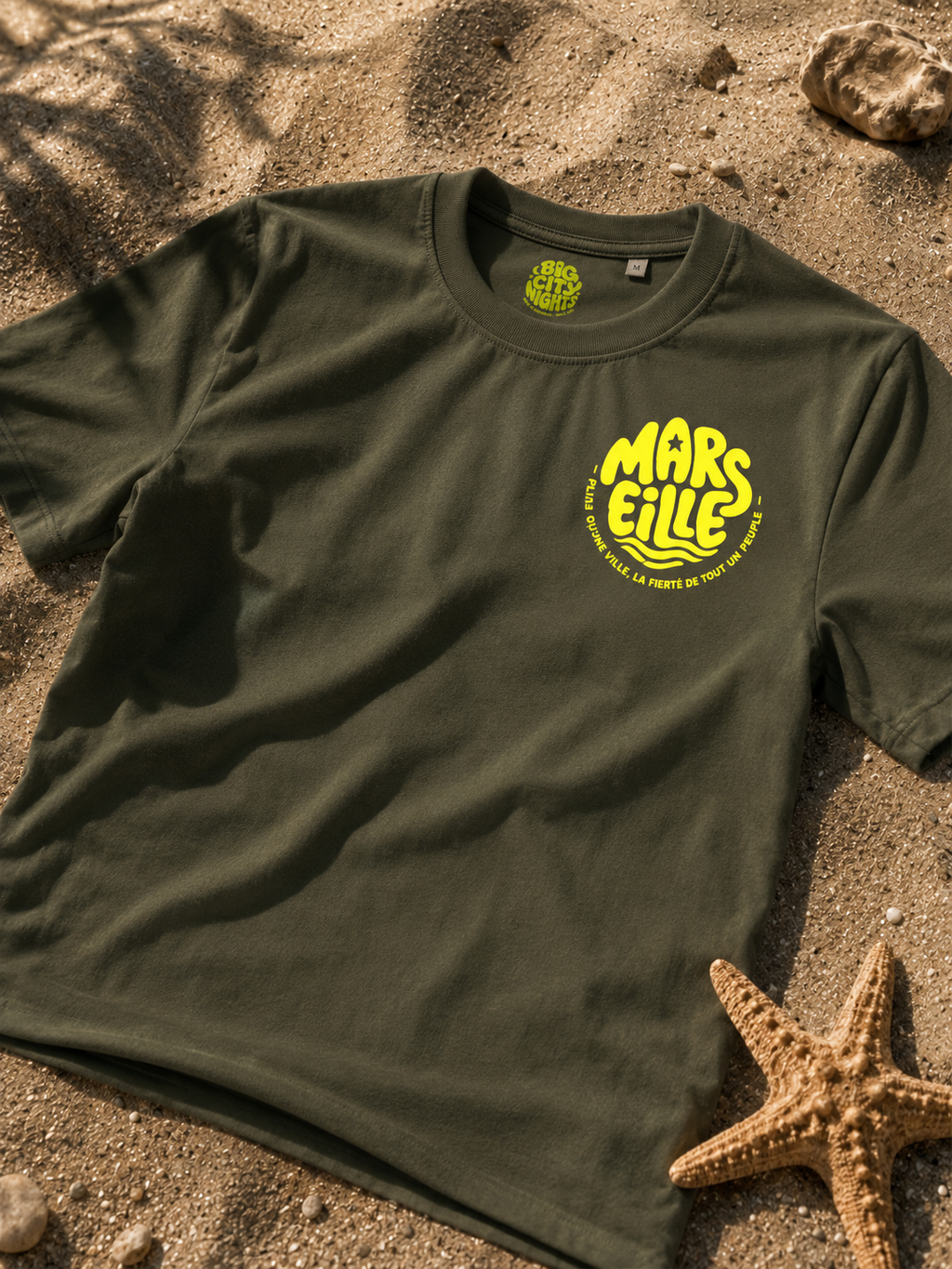 T-shirt numéroté  « Summer » marseille kaki et neon