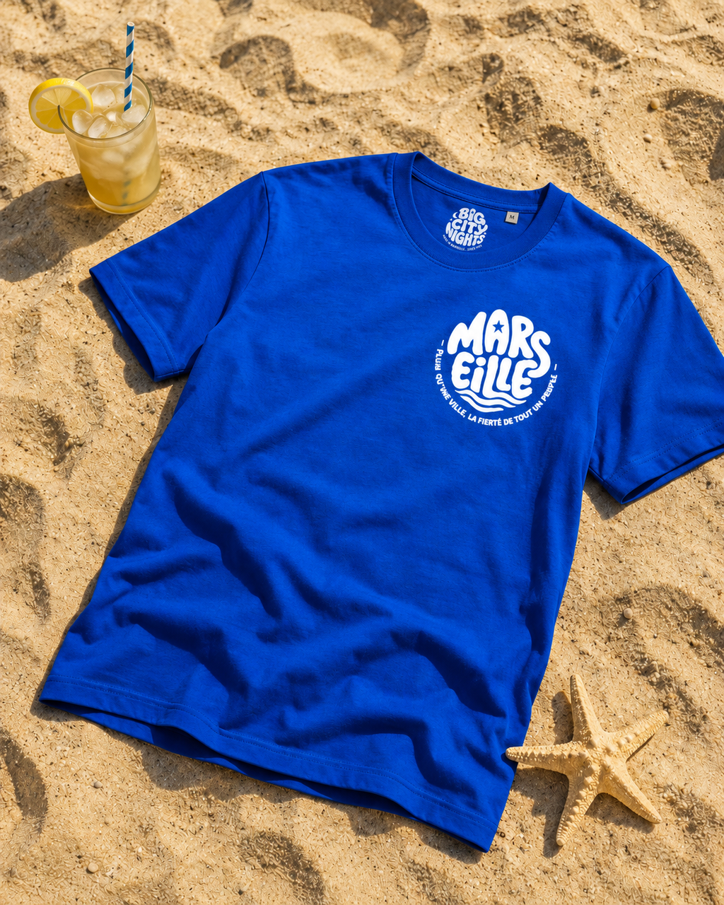 T-shirt Marseille numéroté « Summer » bleu et blanc