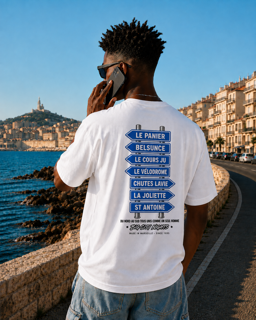 T-shirt Marseille « Unity » bleu et blanc