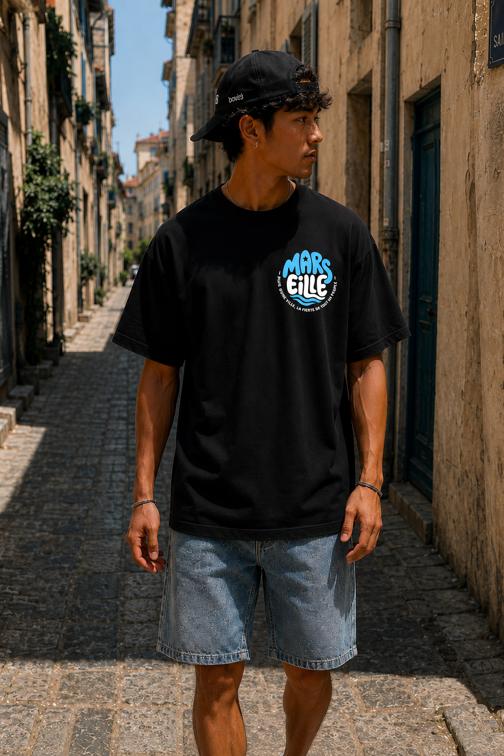 T-shirt "Stardust" marseille noir bleu et blanc