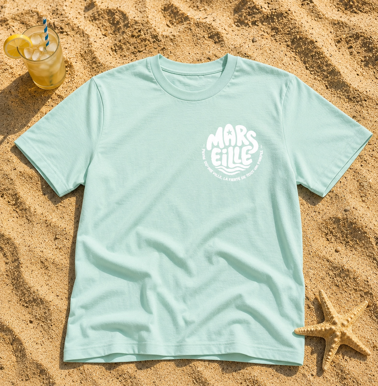 T-shirt numéroté « Summer » marseille Ocean Mint