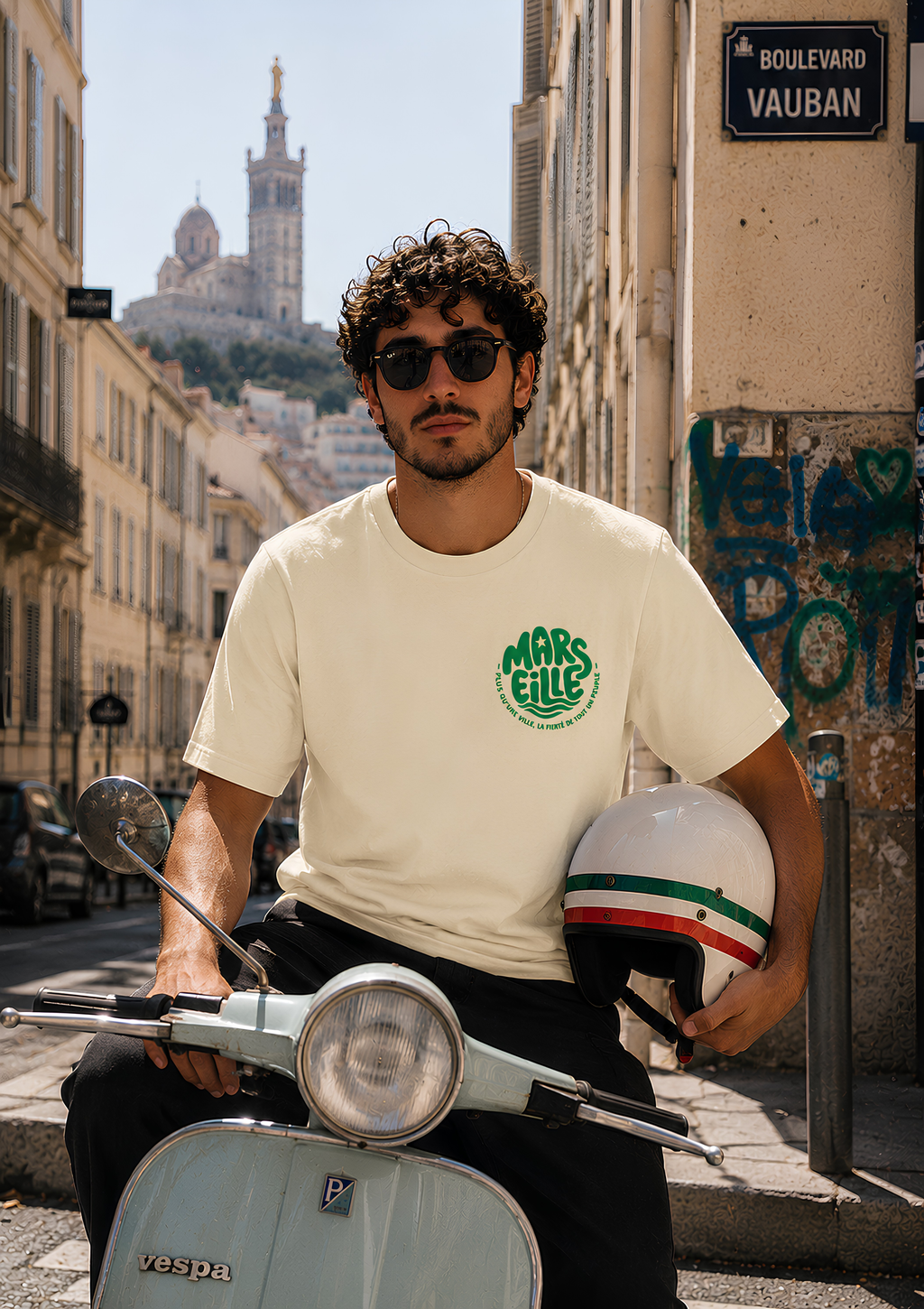 T-shirt « Summer » marseille vanilla green