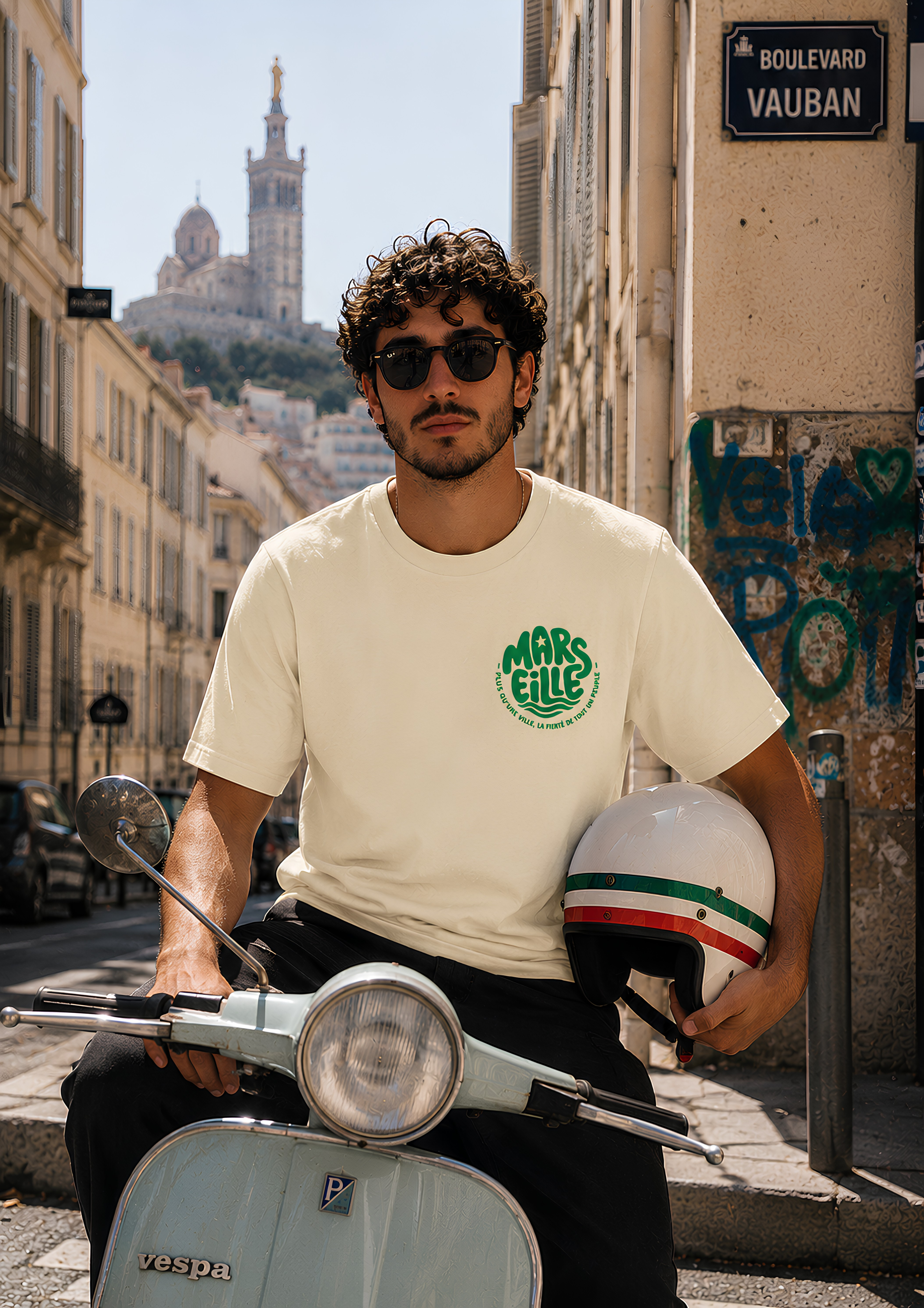 T-shirt « Summer » marseille vanilla green