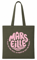 Tote Bag "summer" kaki et rose